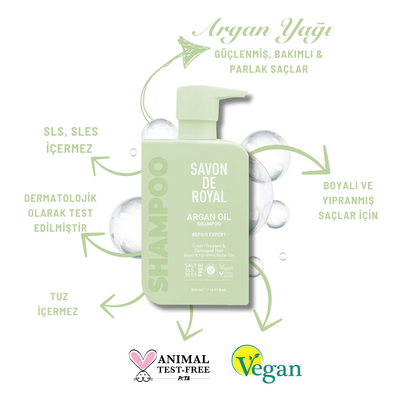 Savon De Royal - Argan Yağı İçeren - Boyalı & Yıpranmış Saçlar İçin Onarım Uzmanı Şampuan 500 ml - Thumbnail