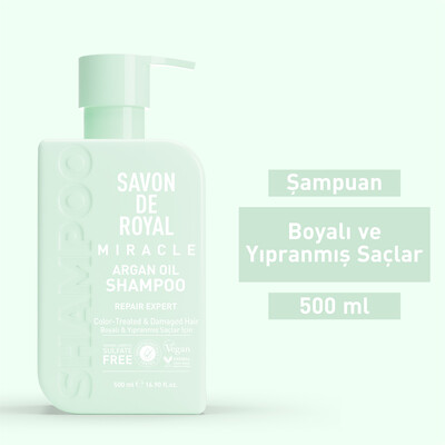 Savon De Royal - Argan Yağı İçeren - Boyalı & Yıpranmış Saçlar İçin Onarım Uzmanı Şampuan 500 ml - Thumbnail