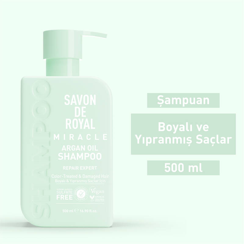 Savon De Royal - Argan Yağı İçeren - Boyalı & Yıpranmış Saçlar İçin Onarım Uzmanı Şampuan 500 ml