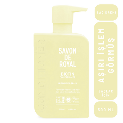 Savon De Royal - Biyotin İçeren - Aşırı İşlem Görmüş Saçlar İçin Onarım Etkili Saç Kremi 500 ml - Thumbnail