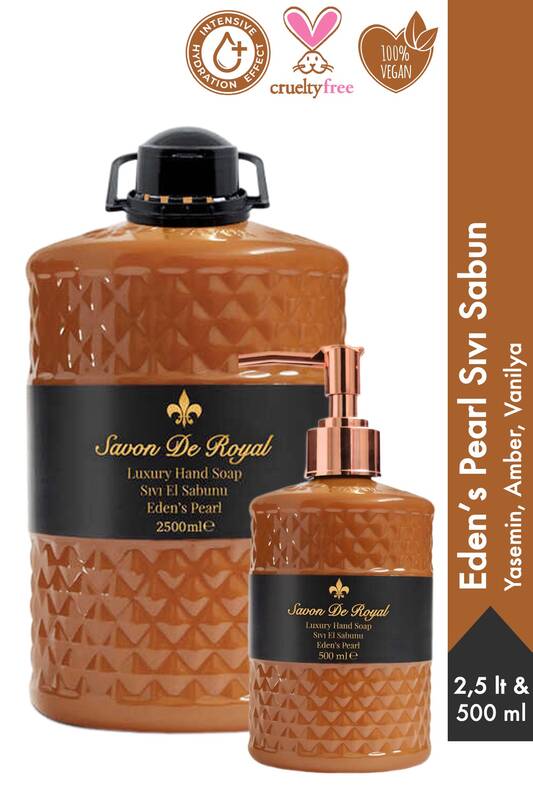 Savon De Royal Eden's Pearl Luxury Sıvı Sabun 2,5 lt & 500 ml | Yasemin, Amber, Vanilya | Vegan, Nemlendirici