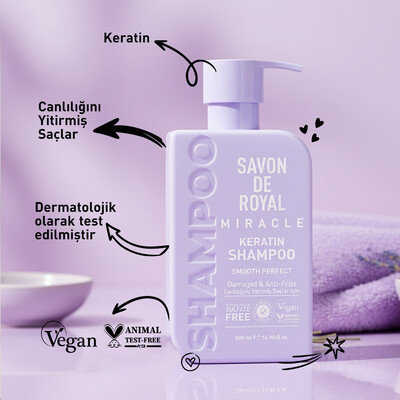 Savon De Royal - Kreatin Yağı - Canlılığını Yitirmiş Saçlar İçin Pürüssüz Etkili Şampuan 500 ml - Thumbnail