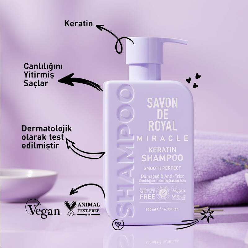 Savon De Royal - Kreatin Yağı - Canlılığını Yitirmiş Saçlar İçin Pürüssüz Etkili Şampuan 500 ml