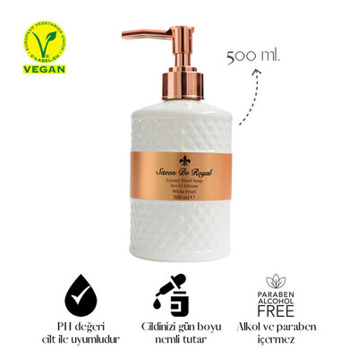 Savon De Royal Luxury Vegan Sıvı Sabun White Pearl 500 ml - Thumbnail