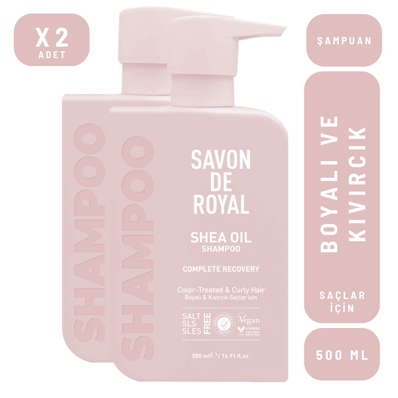 Savon De Royal Miracle Şampuan 500 ml 2 Adet | Boyalı ve Kıvırcık Saçlar | İyileşme Etkili | Shea Yağı
