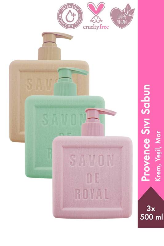 Savon De Royal Provence Luxury Sıvı Sabun Karma Paket 500 ml 3 Adet | Krem, Yeşil, Mor | Vegan, Nemlendirici