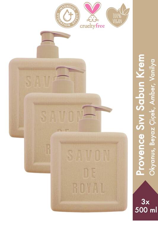 Savon De Royal Provence Luxury Sıvı Sabun Krem 500 ml 3 Adet | Okyanus Esintisi | Vegan, Nemlendirici