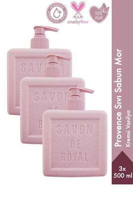 Savon De Royal - Savon De Royal Provence Luxury Sıvı Sabun Mor 500 ml 3 Adet | Kremsi Vanilya | Vegan, Nemlendirici