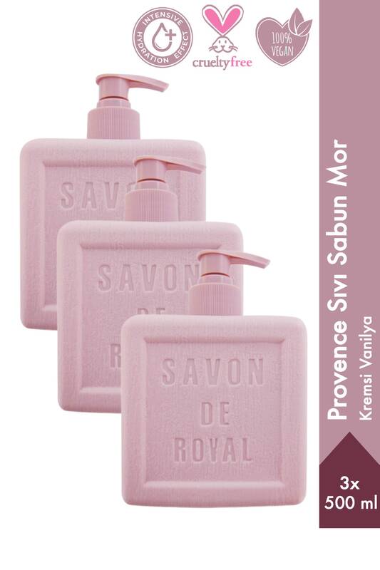 Savon De Royal Provence Luxury Sıvı Sabun Mor 500 ml 3 Adet | Kremsi Vanilya | Vegan, Nemlendirici