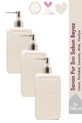 Savon De Royal - Savon De Royal Savon Pur Luxury Sıvı Sabun Beyaz 500 ml 3 Adet | Portakal, Lavanta, Vanilya | Vegan, Nemlendirici