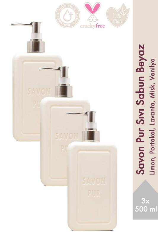 Savon De Royal Savon Pur Luxury Sıvı Sabun Beyaz 500 ml 3 Adet | Portakal, Lavanta, Vanilya | Vegan, Nemlendirici
