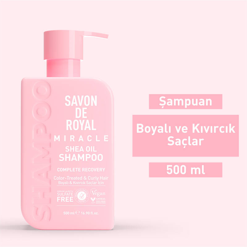 Savon De Royal - Shea Yağı - Boyalı ve Kıvırcık Saçlar İçin İyileşme Etkili Şampuan 500 ml
