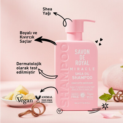 Savon De Royal - Shea Yağı - Boyalı ve Kıvırcık Saçlar İçin İyileşme Etkili Şampuan 500 ml - Thumbnail