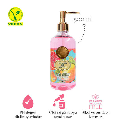 Savon De Royal Tropical Luxury Vegan Sıvı Sabun Pink Grapefruit 500 ml - Thumbnail