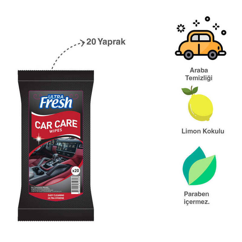 Ultra Fresh Araba Torpido Temizleme Mendili 20 Yaprak