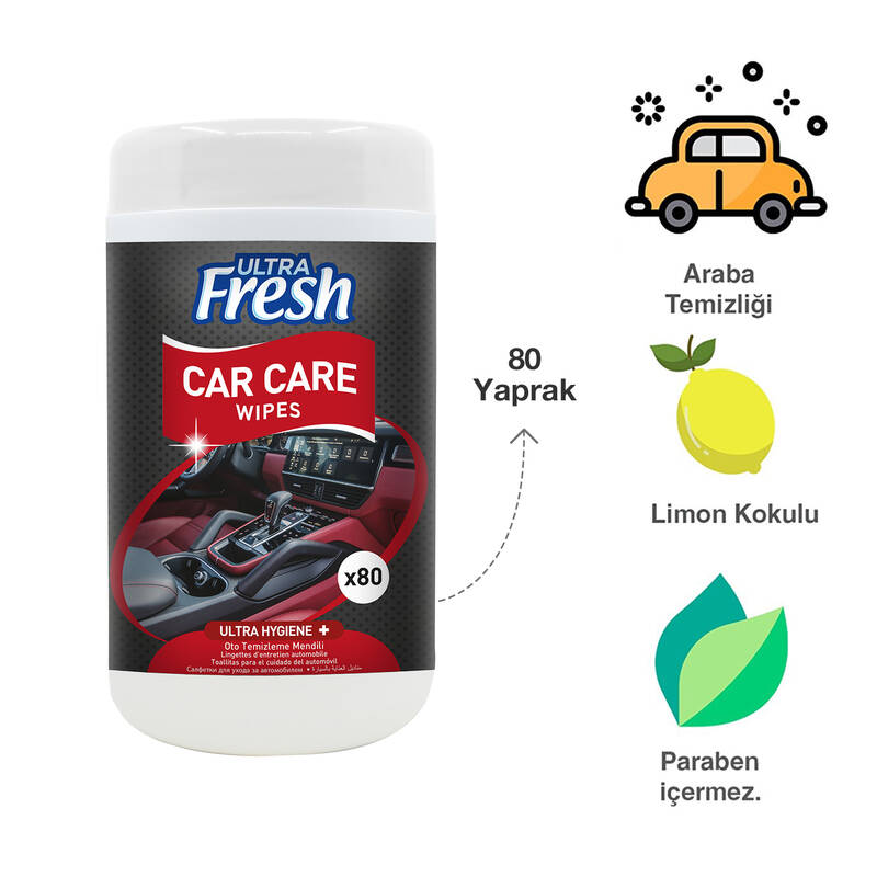 Ultra Fresh Araba Torpido Temizleme Mendili Kutulu 80 Yaprak