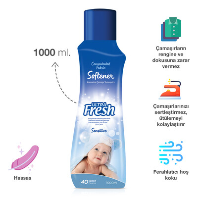 Ultra Fresh Çamaşır Yumuşatıcı Hassas 40 Yıkama 1000 ml (2)