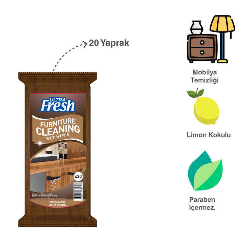 Ultra Fresh Mobilya Ve Ahşap Yüzey Temizleme Mendili 20 Yaprak