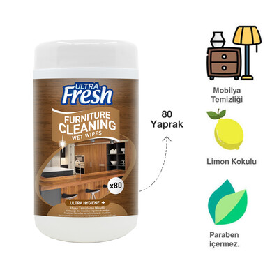 Ultra Fresh Mobilya Ve Ahşap Yüzey Temizleme Mendili Kutulu 80 Yaprak (2)