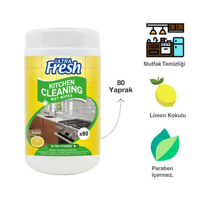 Ultra Fresh Mutfak Yüzeyi Temizleme Mendili Kutulu 80 Yaprak (2)