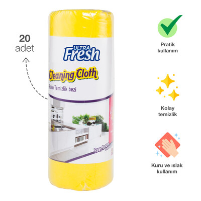 Ultra Fresh Sarı Temizlik Bezi Rulo 20 Adet (2)