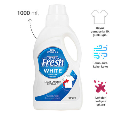 Ultra Fresh Sıvı Çamaşır Deterjanı Beyazlar 1 lt 16 Yıkama (2)